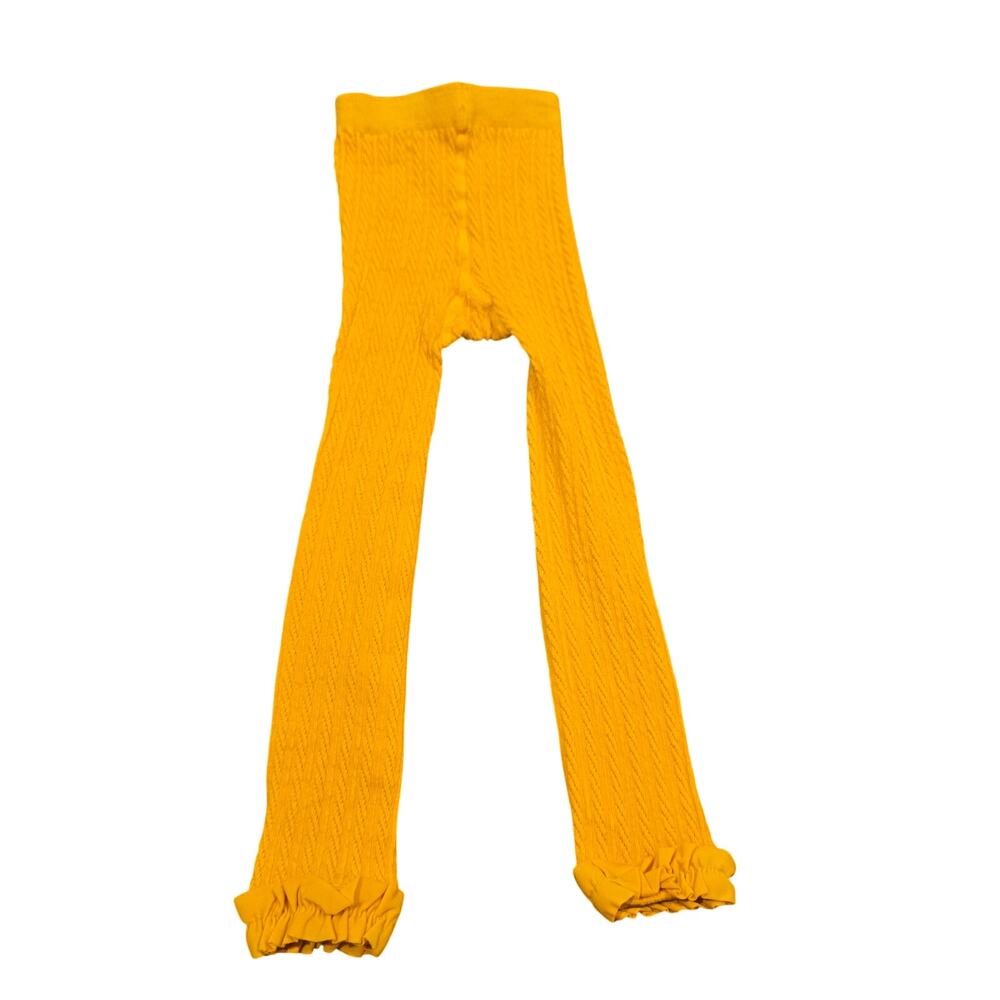 Toddler Girl Ruffle Butts Golden Yellow Knit Footless Tights | Size 2T-4T